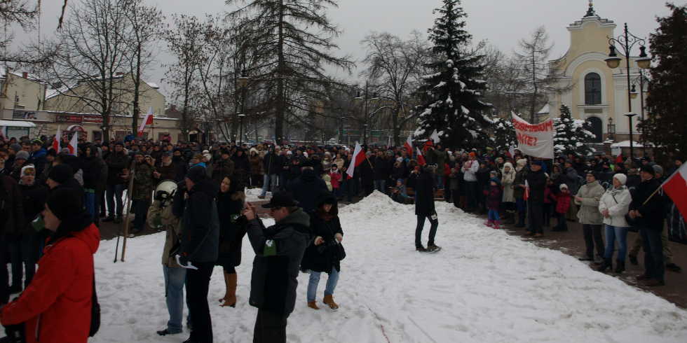 Protest przeciwko relokacji imigrantów w Górze Kalwarii